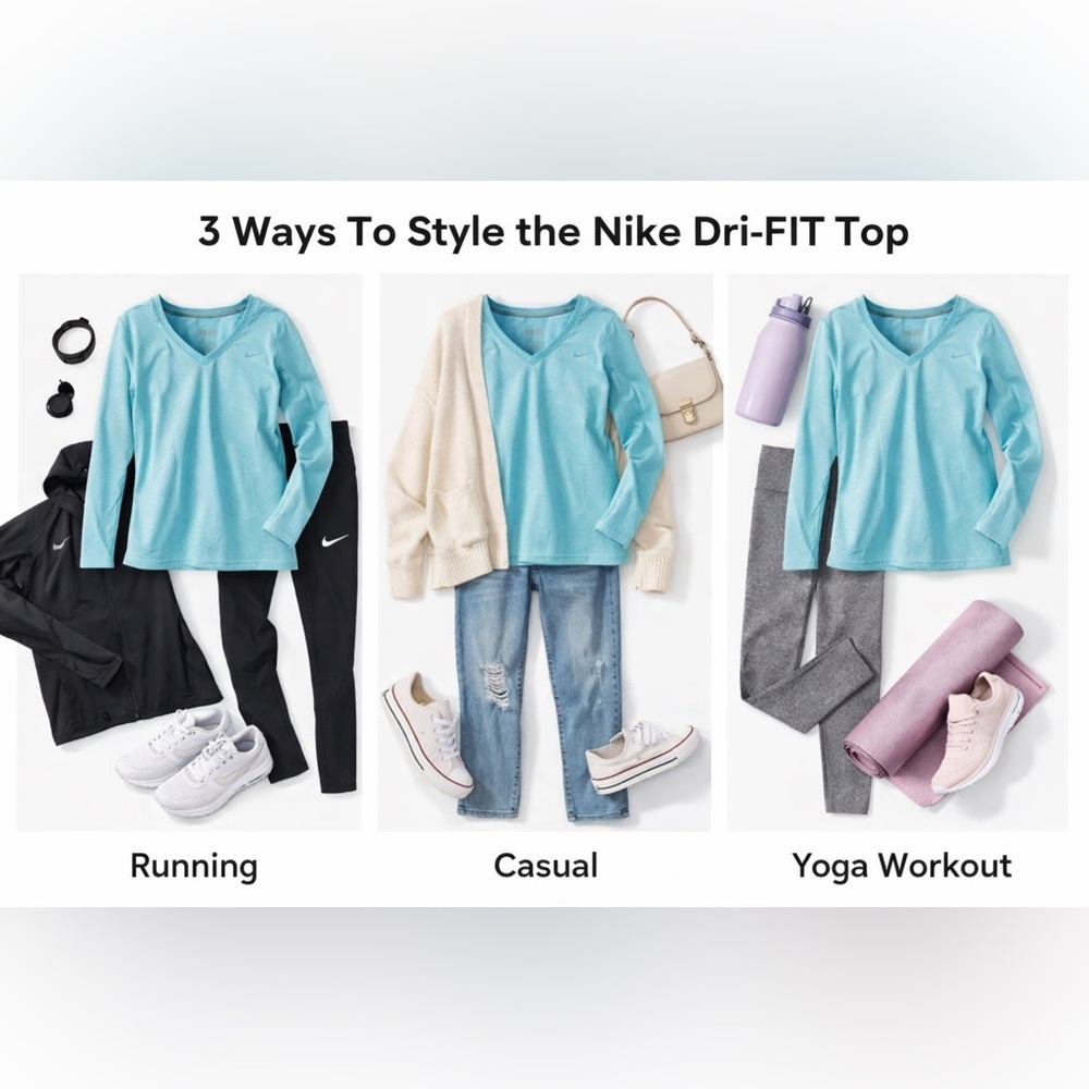 Nike Women's Aqua Long Sleeve Tee - Picture 5 of 7